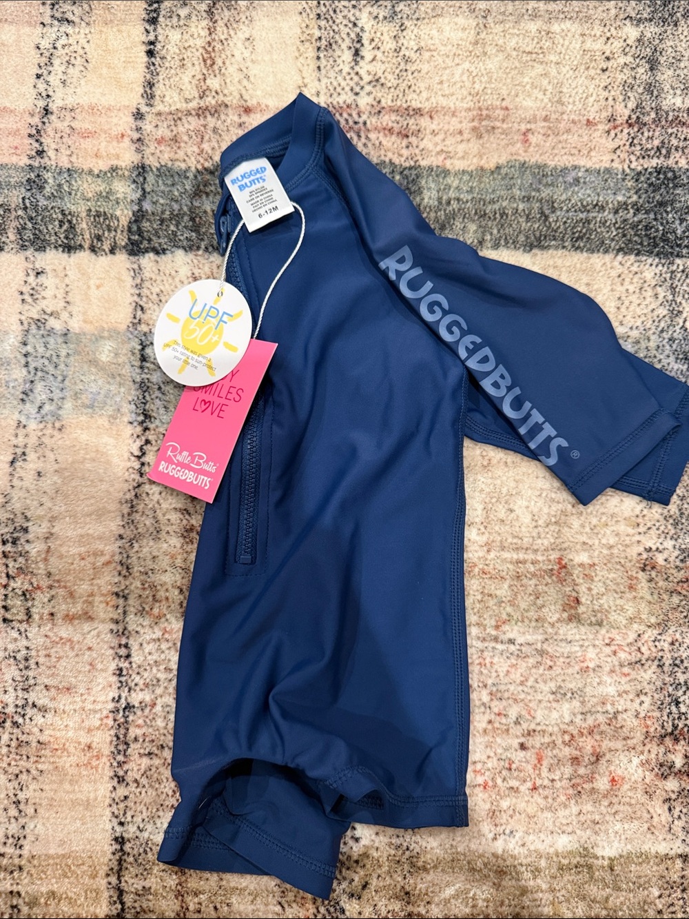 RuggedButts Navy Kids UPF Swim Rashguard NWT